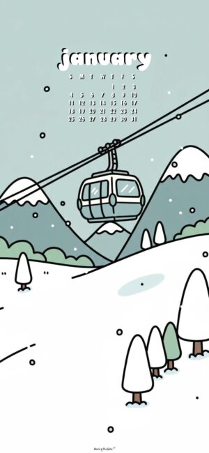 cute gondola scene january 2026 calendar wallpaper free
