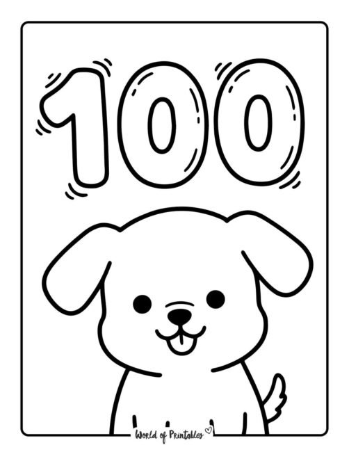 cute puppy - 100th day of school coloring pages for preschool