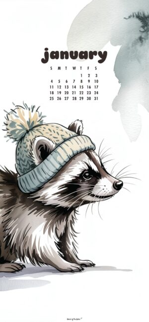 cute raccoon january 2026 wallpaper