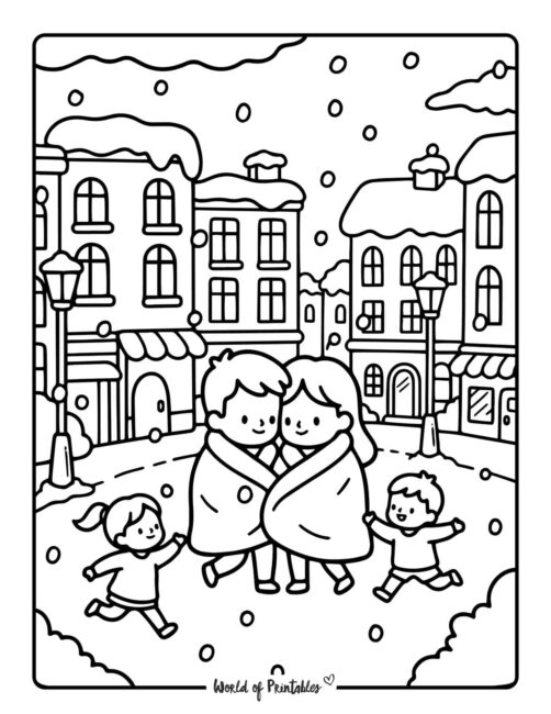 cute village winter coloring pages pdf