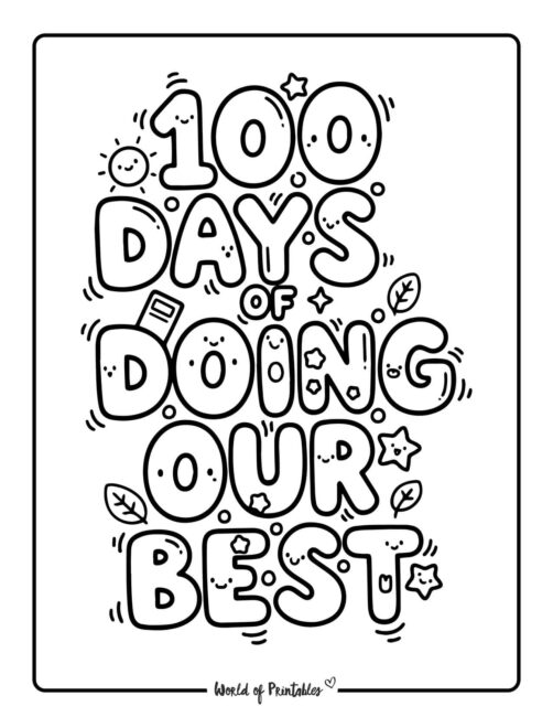doing our best - 100 days of school coloring book pages