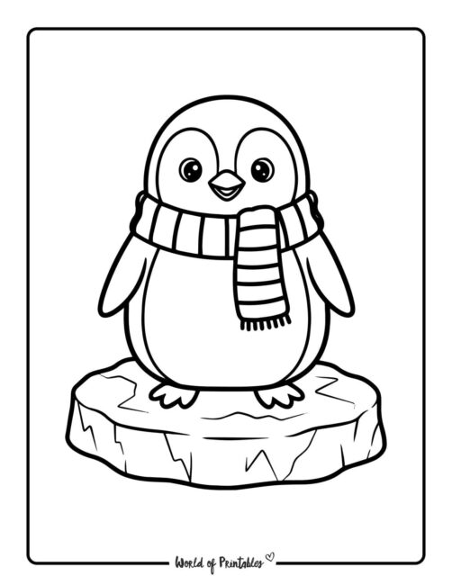 easy penguin winter outline coloring pages