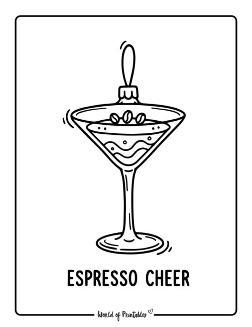 espresso martini christmas ornament coloring pages for adults