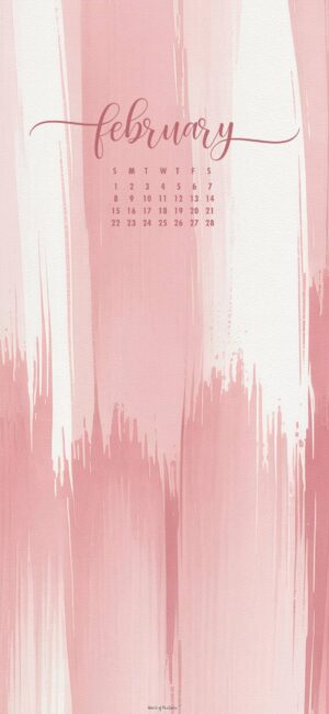 february calendar lock screen wallpaper minimalist pink