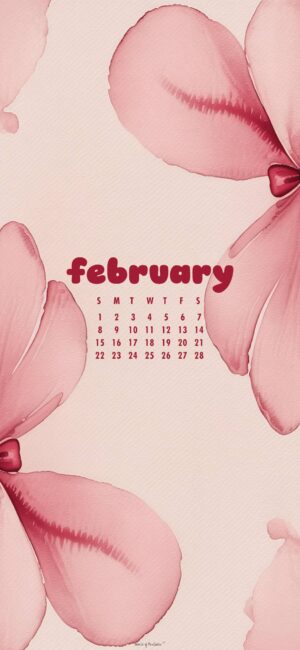 floral february calendar home screen background