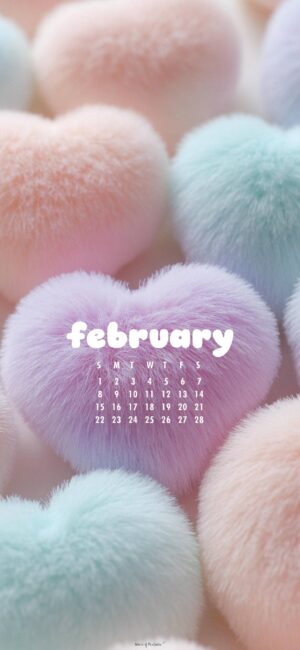 fluffy hearts soft aesthetic february calendar background