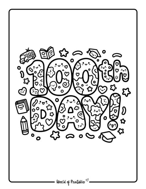 fun printable 100 days of school coloring pages