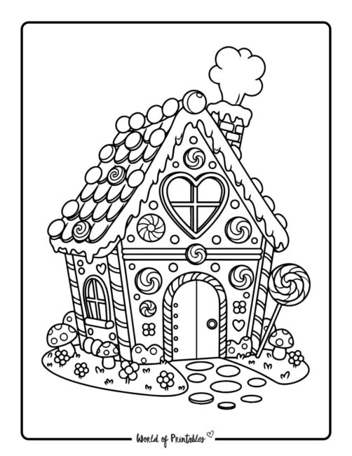 gingerbread house coloring pages for adults