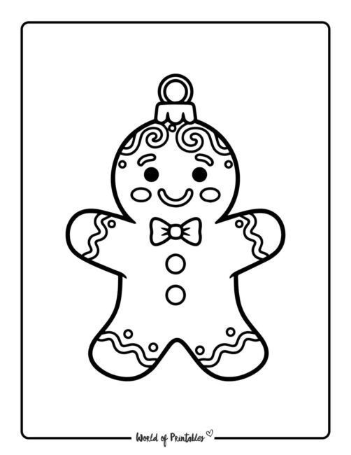 gingerbread man christmas ornament coloring pages pdf