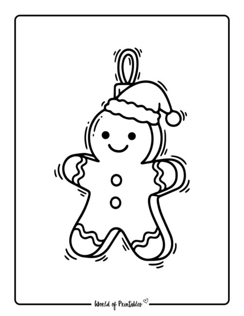 gingerbread simple christmas ornament coloring pages