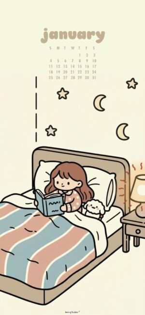 girl in bed january 2026 aesthetic wallpaper