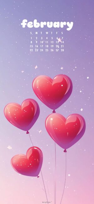 girly february calendar wallpaper cute balloons