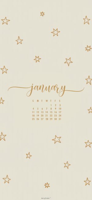 gold stars january 2026 calendar background