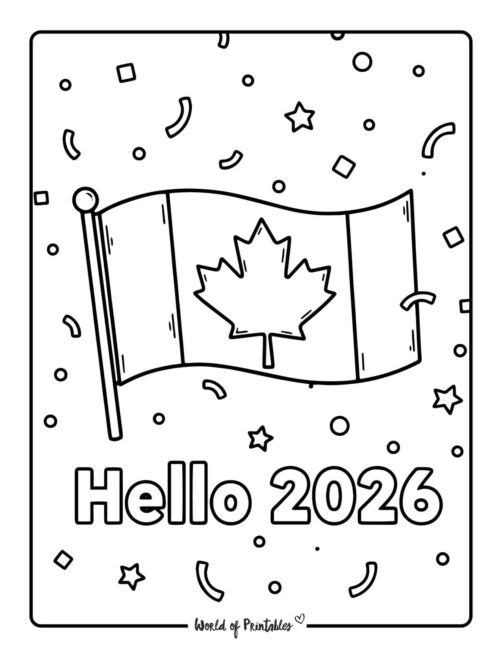hello 2026 Canada new year coloring pages