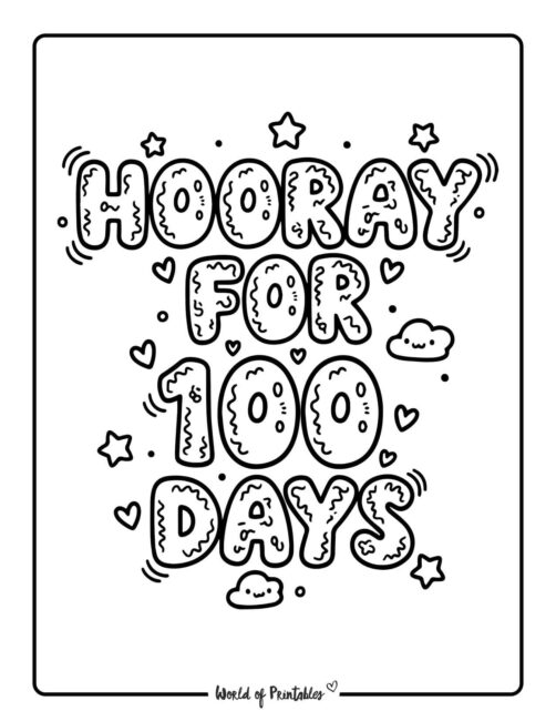 hooray - 100th day of school coloring sheets