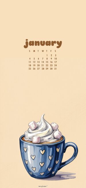 hot cocoa january 2026 calendar background