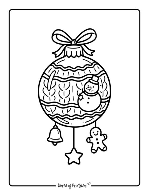 knitted christmas bauble coloring pages