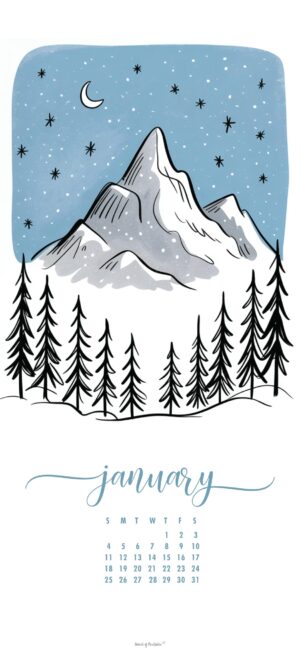mountain aesthetic january 2026 calendar wallpaper