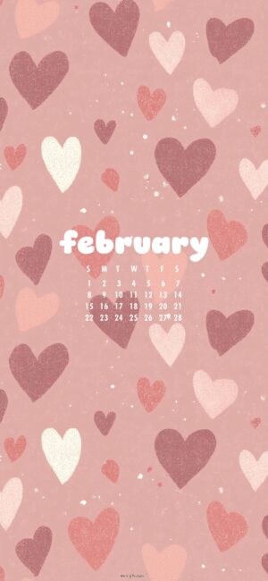 muted pink february calendar wallpaper