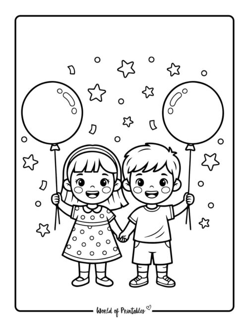new year party coloring pages for kids