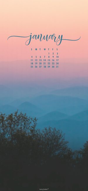 ombre sky january 2026 calendar for phone