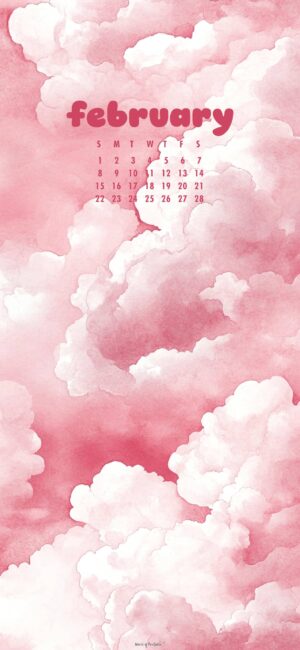 pastel february calendar wallpaper clouds