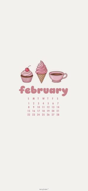 pastel treats february calendar wallpaper