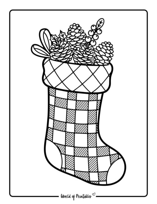 pinecone and berry stocking coloring sheets