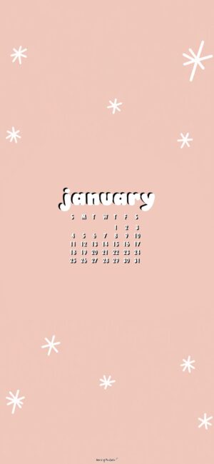 pink and stars january 2026 calendar wallpaper