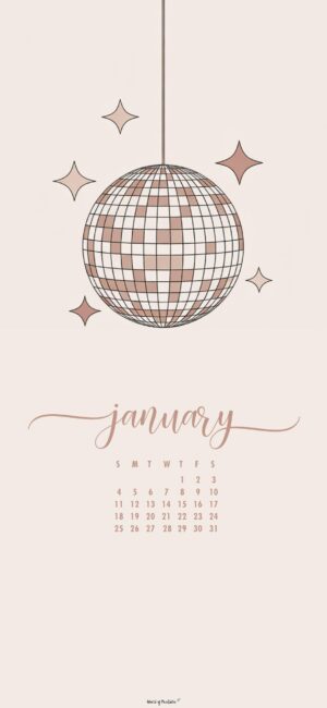 pink disco ball january 2026 mobile calendar wallpaper
