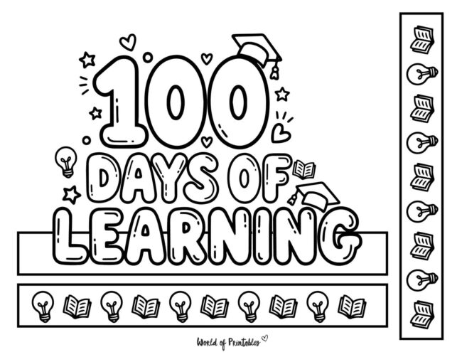 printable 100th day crown - 100 days of learning