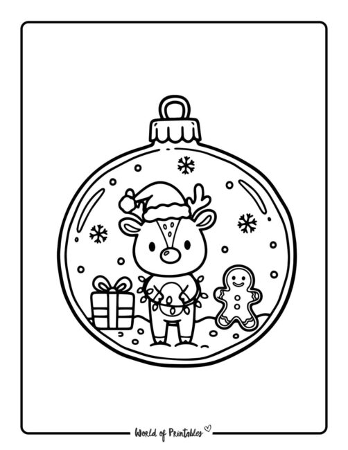 reindeer christmas ornament printable coloring sheet