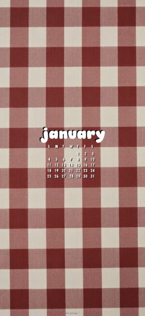 red gingham january 2026 phone wallpaper