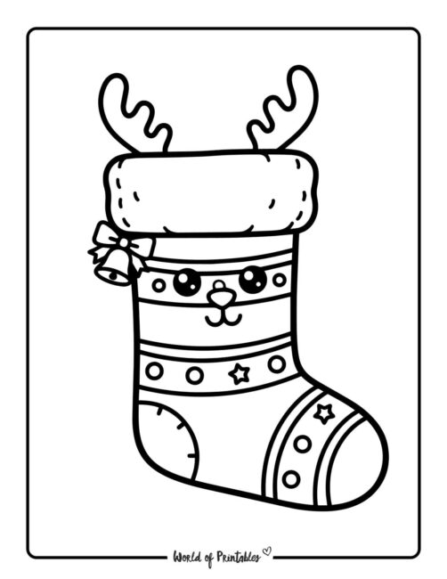 reindeer stocking coloring pages for kids