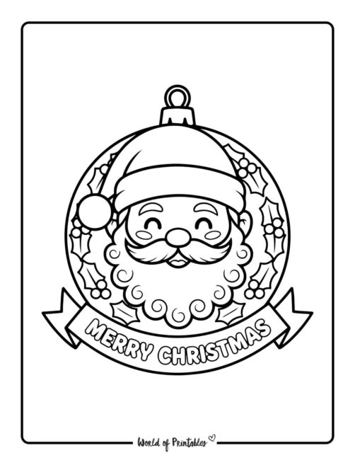 santa christmas ornament color and print pages