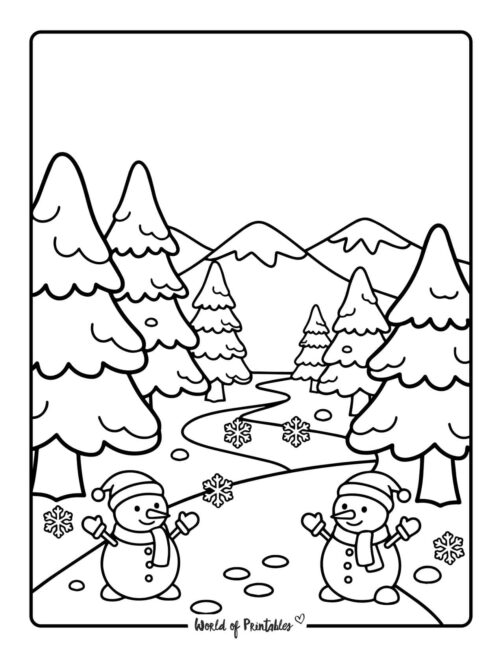 scenic simple winter coloring pages