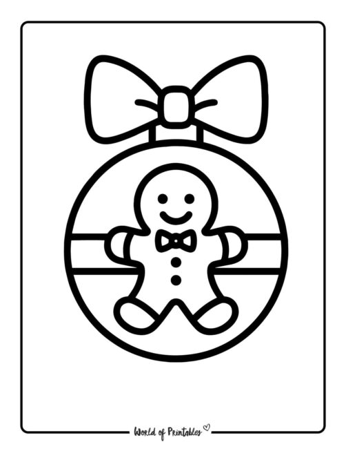 simple gingerbread man christmas ornament coloring pages