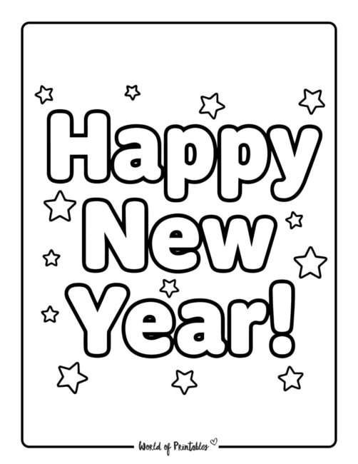 simple new year coloring pages