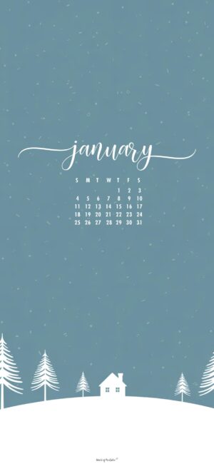 simple snowy scene january 2026 calendar background