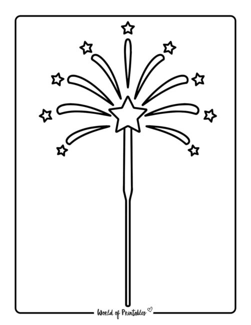 simple sparkler new year coloring page for preschoolers