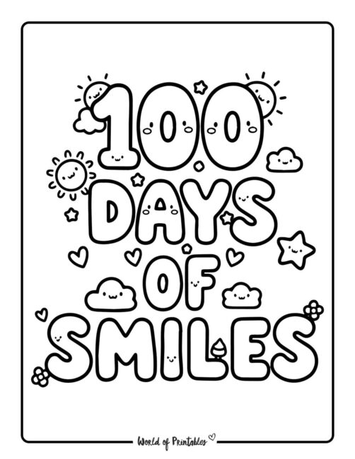 smiles - 100th day of school coloring pages