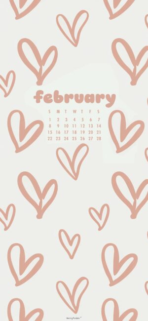 soft pink valentines february calendar wallpaper