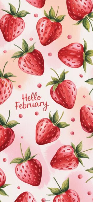 strawberry hello february wallpaper