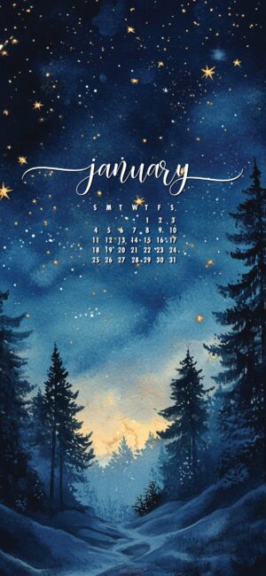 watercolor forest scene january 2026 aesthetic wallpaper