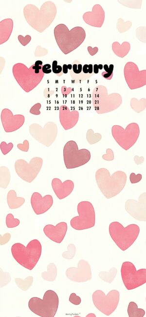 white and pink heart february 2026 wallpaper