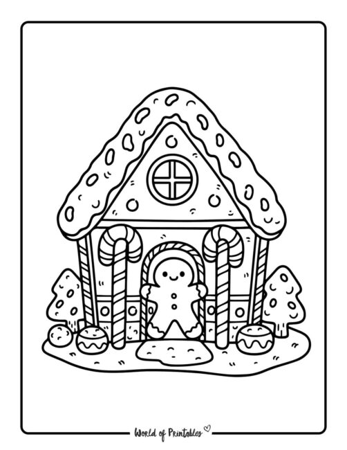 winter gingerbread house coloring pages
