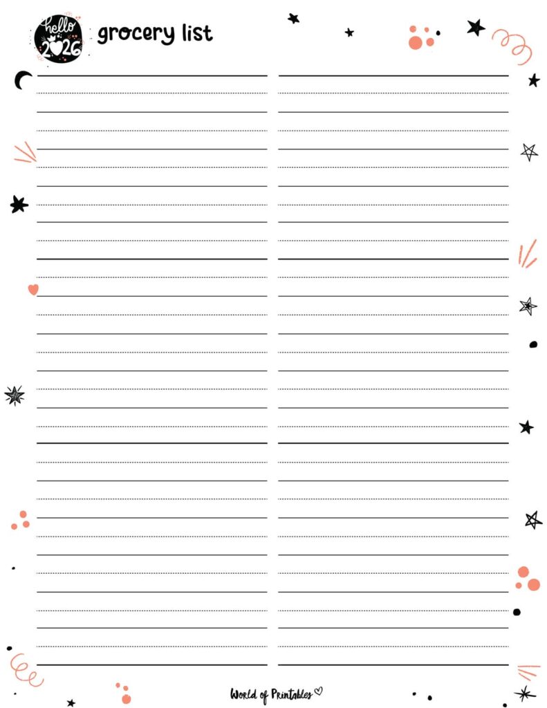 2026 Cute Grocery List