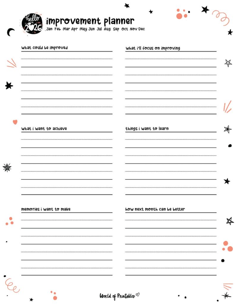 2026 Cute Improvement Planner