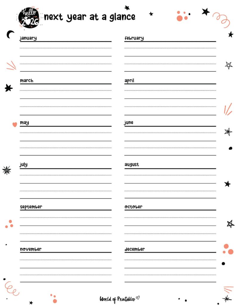 2026 Cute Next Year At A Glance Planner