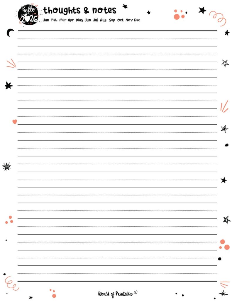 2026 Cute Notes Page